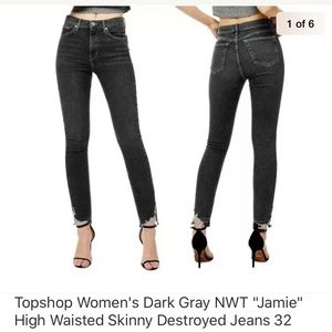 Topshop “Jamie” black wash skinny jeans